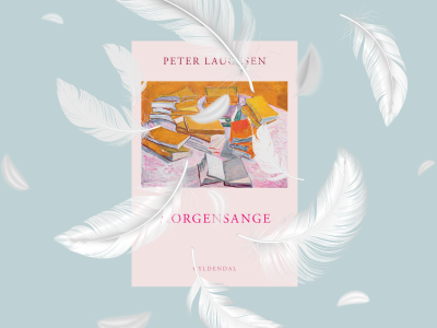 Forside af digtsamling og fjer der daler