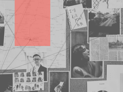 Tavle med billeder til opklaring af forbrydelse