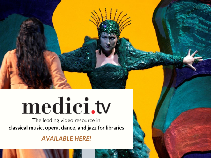 Billede fra operaforestilling med tekst på engelsk om medici.tv